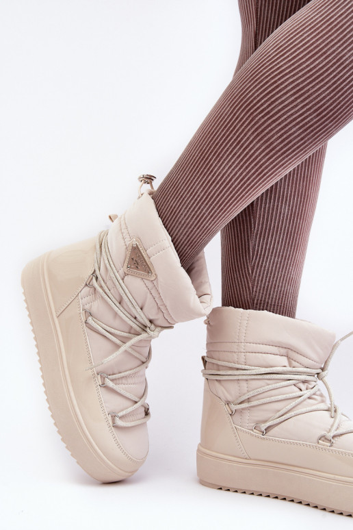 botas de nieve con plataforma y detalles elegantes en beige Fleure
