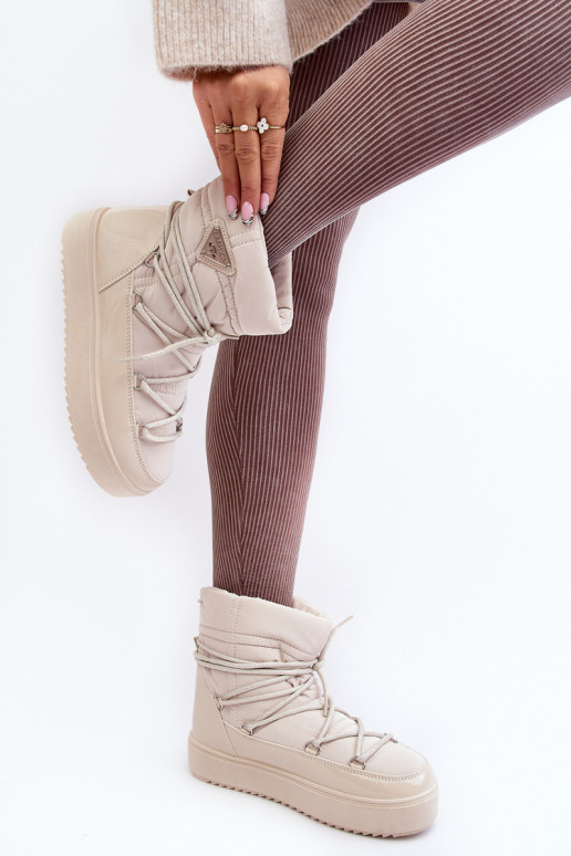 botas de nieve con plataforma y detalles elegantes en beige Fleure botas de nieve con plataforma y detalles elegantes en beige Fleure