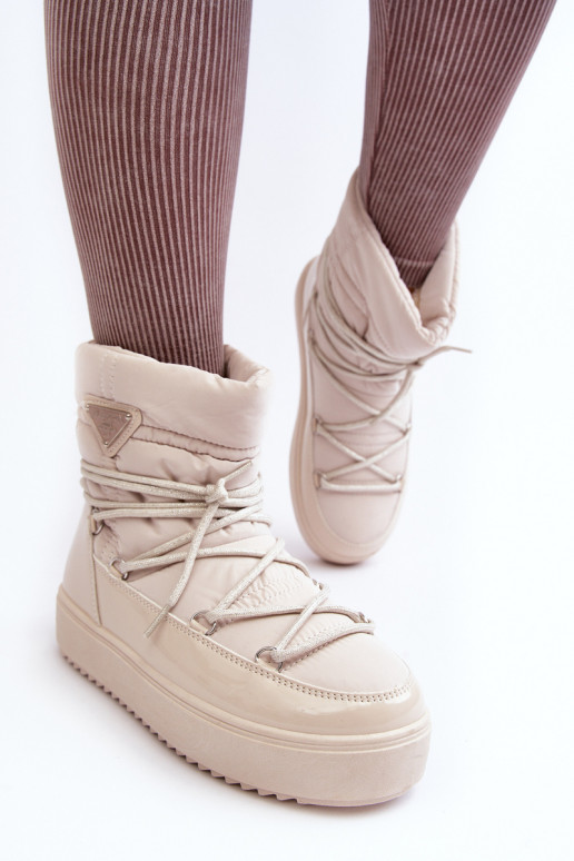 botas de nieve con plataforma y detalles elegantes en beige Fleure