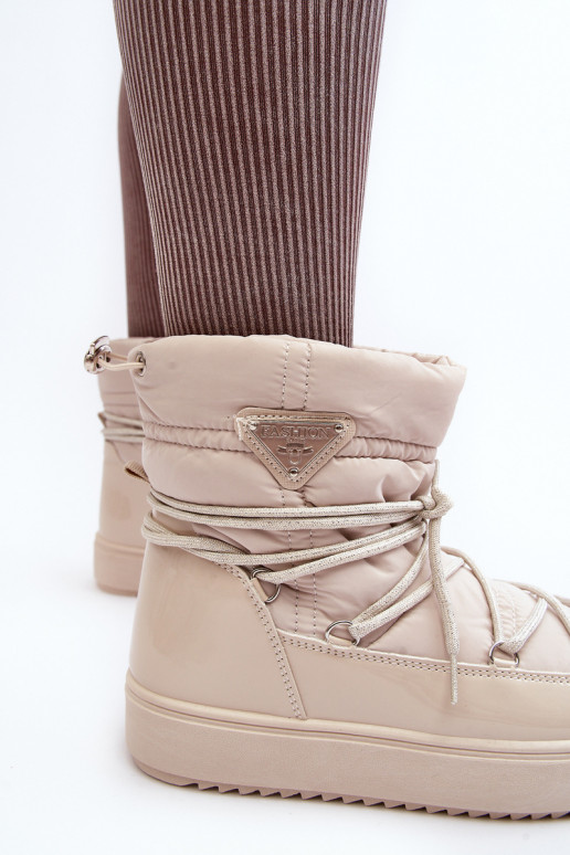 botas de nieve con plataforma y detalles elegantes en beige Fleure botas de nieve con plataforma y detalles elegantes en beige Fleure