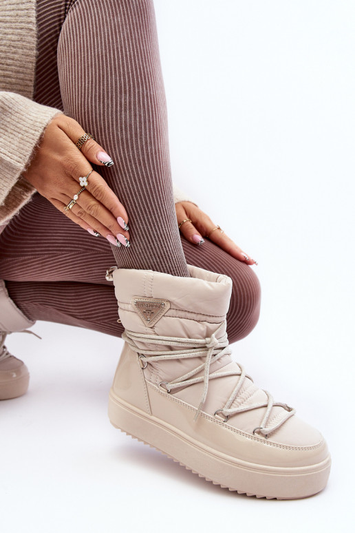 botas de nieve con plataforma y detalles elegantes en beige Fleure