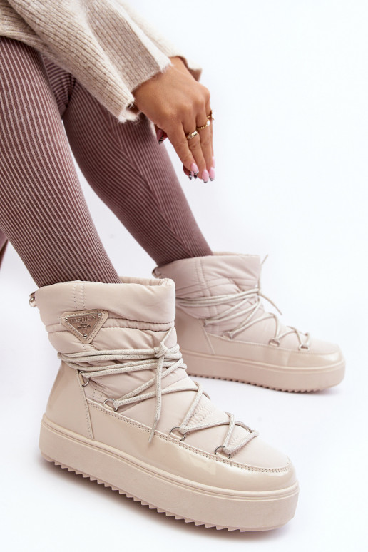 botas de nieve con plataforma y detalles elegantes en beige Fleure