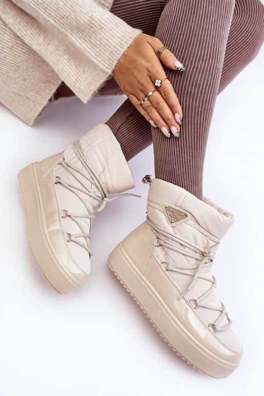 botas de nieve con plataforma y detalles elegantes en beige Fleure