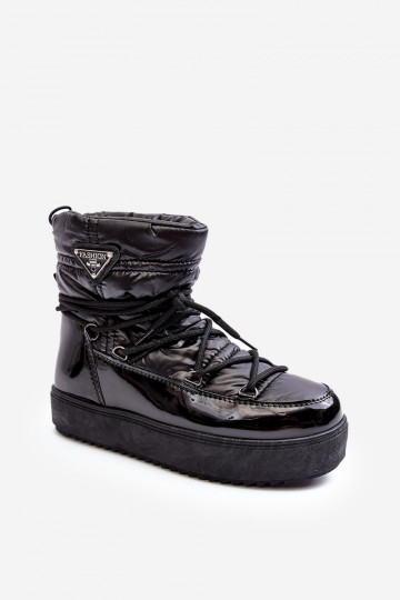 botas de nieve con plataforma y detalles elegantes en negro Fleure
