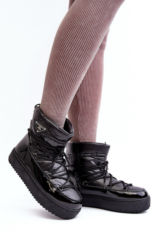 botas de nieve con plataforma y detalles elegantes en negro Fleure