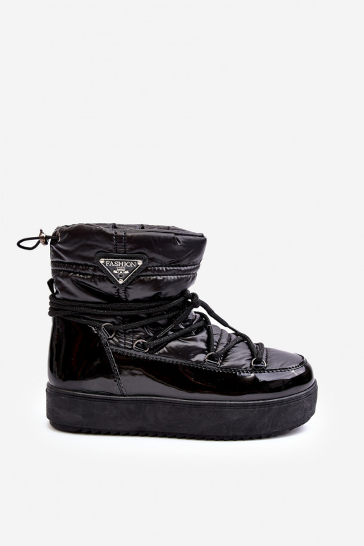 botas de nieve con plataforma y detalles elegantes en negro Fleure