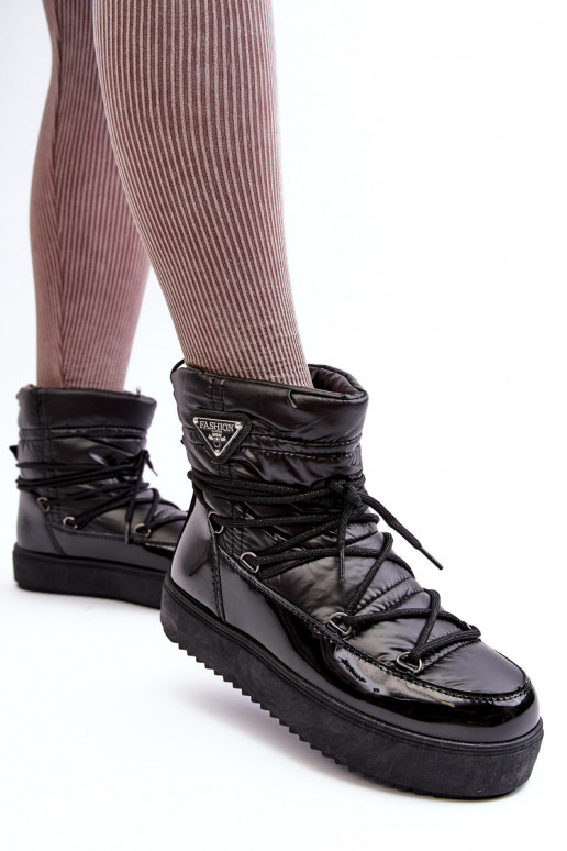 botas de nieve con plataforma y detalles elegantes en negro Fleure