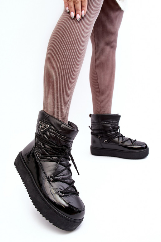botas de nieve con plataforma y detalles elegantes en negro Fleure