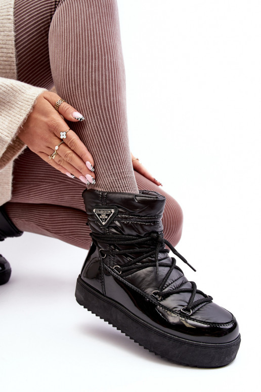 botas de nieve con plataforma y detalles elegantes en negro Fleure