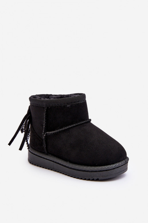 Botas de invierno infantiles calentitas con flecos en color negro Mikyla
