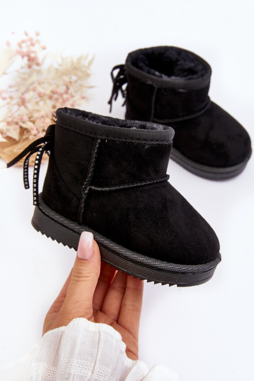 Botas de invierno infantiles calentitas con flecos en color negro Mikyla