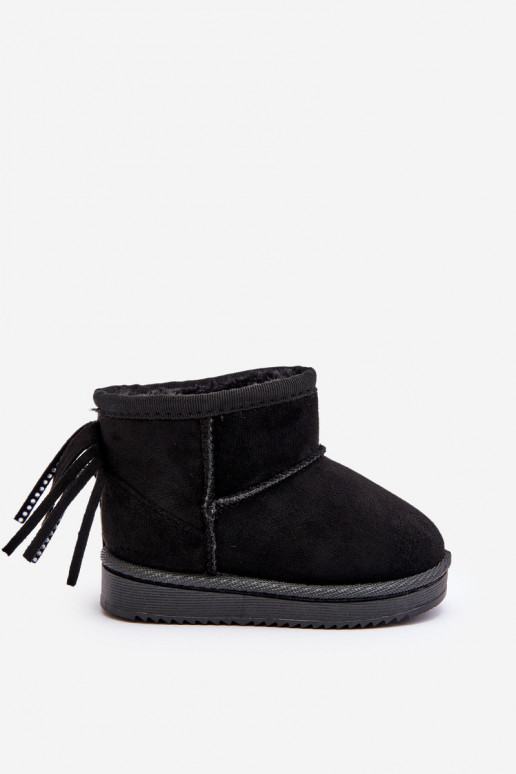 Botas de invierno infantiles calentitas con flecos en color negro Mikyla