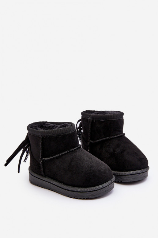 Botas de invierno infantiles calentitas con flecos en color negro Mikyla