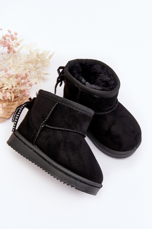 Botas de invierno infantiles calentitas con flecos en color negro Mikyla