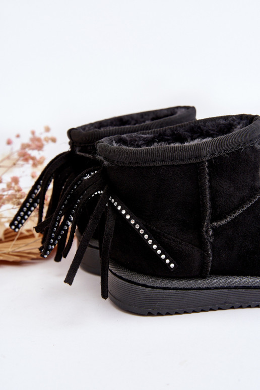 Botas de invierno infantiles calentitas con flecos en color negro Mikyla