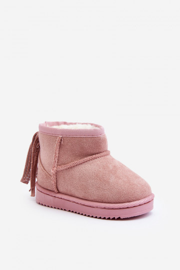 Botas de invierno infantiles calentitas con flecos rosa Mikyla