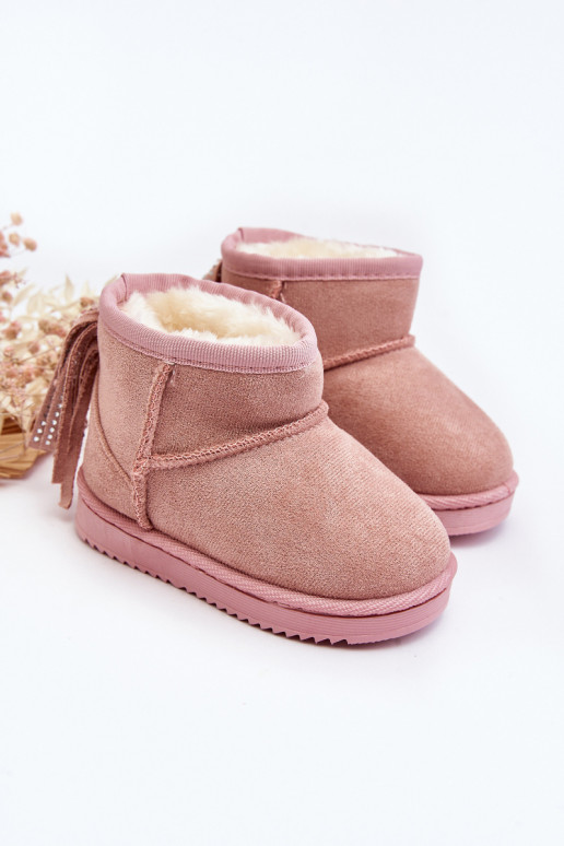 Botas de invierno infantiles calentitas con flecos rosa Mikyla