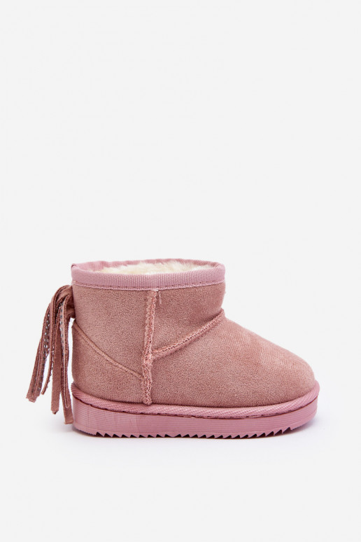 Botas de invierno infantiles calentitas con flecos rosa Mikyla