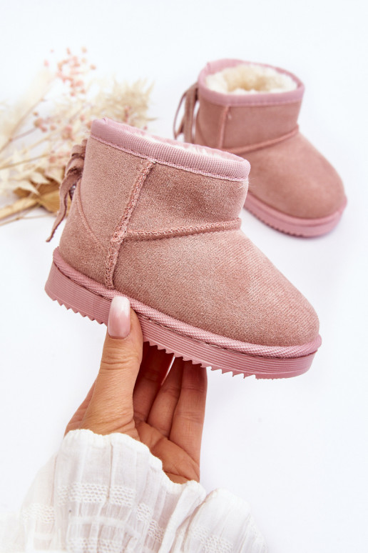 Botas de invierno infantiles calentitas con flecos rosa Mikyla