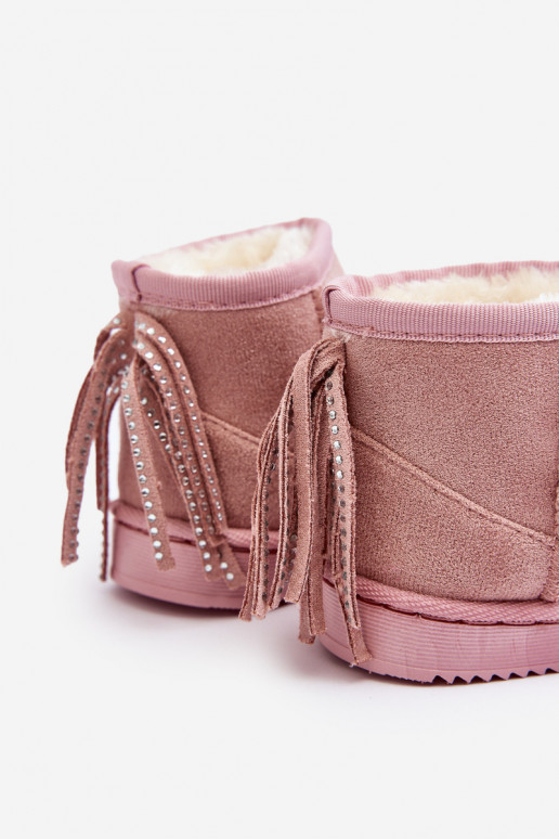 Botas de invierno infantiles calentitas con flecos rosa Mikyla
