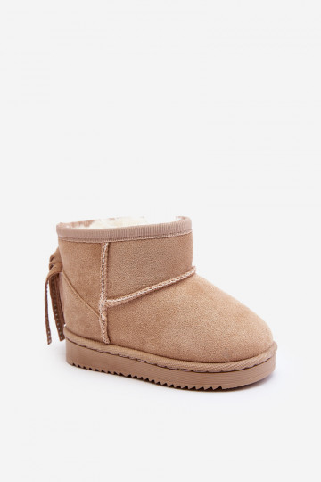 Botas de invierno infantiles calentitas con flecos beige Mikyla