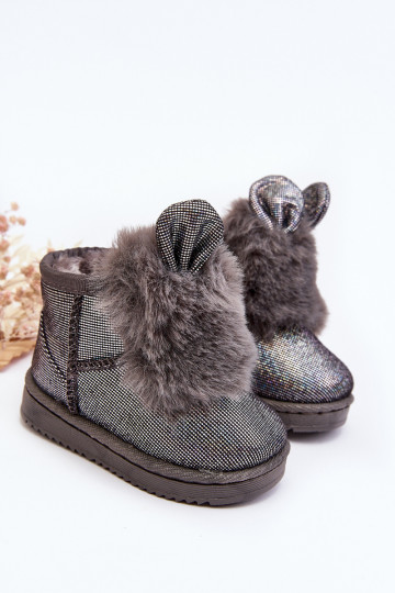 Botas de nieve para niños calentadas con pelo interior con orejas, color gris Betty 2