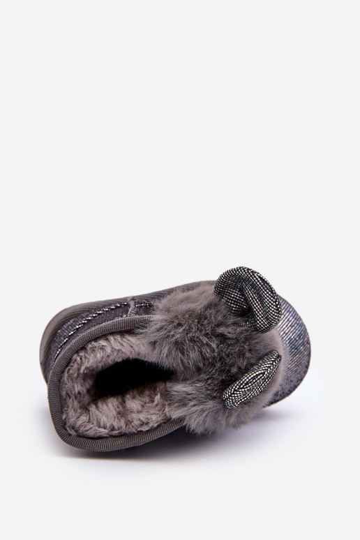 Botas de nieve para niños calentadas con pelo interior con orejas, color gris Betty Botas de nieve para niños calentadas con pelo interior con orejas, color gris Betty