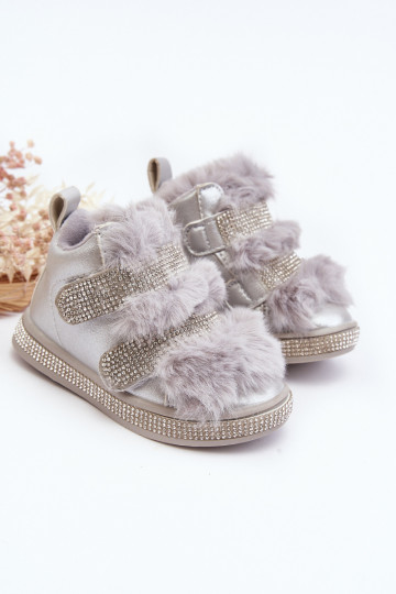 Botas de nieve para niños calentadas plateadas Leela 2