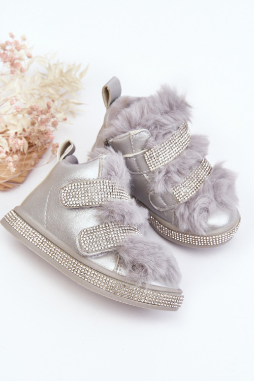 Botas de nieve para niños calentadas plateadas Leela