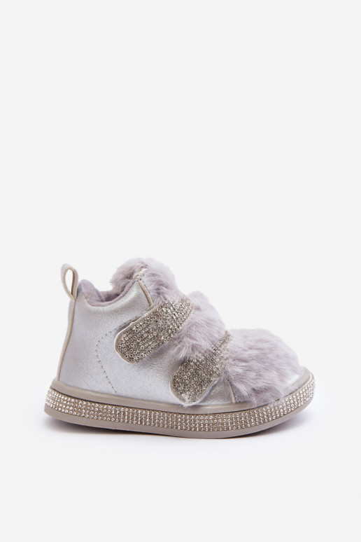 Botas de nieve para niños calentadas plateadas Leela