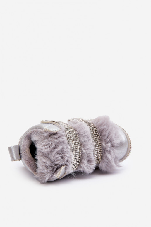 Botas de nieve para niños calentadas plateadas Leela