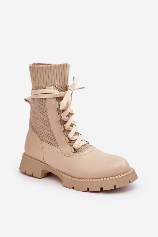 Botines Gentiana marfil con cordones
