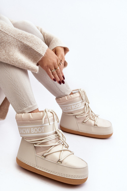 Botas de invierno con cordones beige Soia