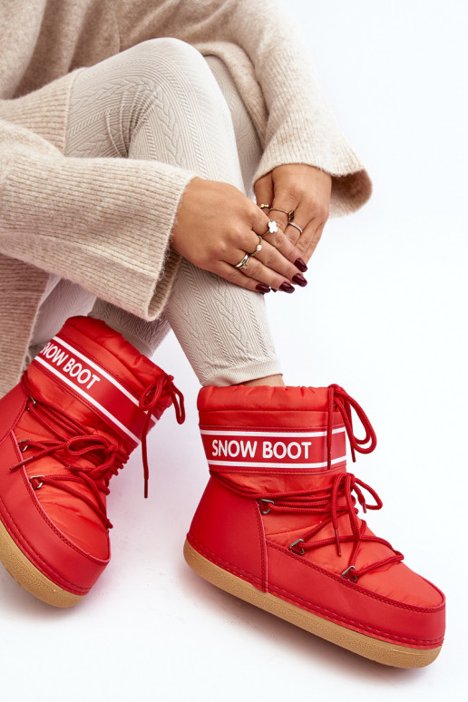 Botas de invierno con cordones en color rojo Soia