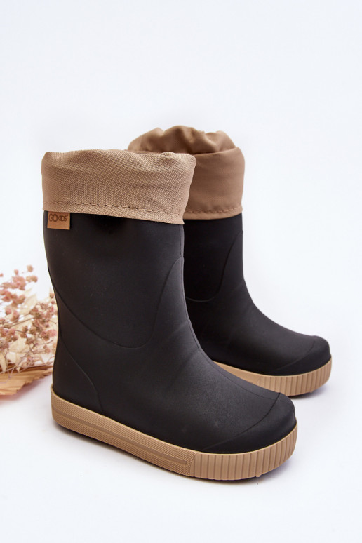 Botas de goma infantiles con calefacción Snow Wave Gokids 981 Negro y beige
