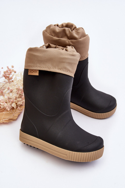 Botas de goma infantiles con calefacción Snow Wave Gokids 981 Negro y beige