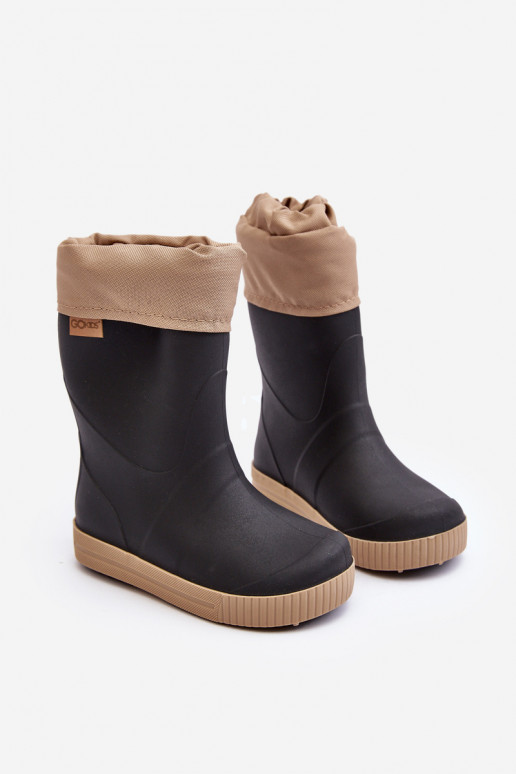 Botas de goma infantiles con calefacción Snow Wave Gokids 981 Negro y beige