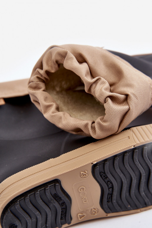 Botas de goma infantiles con calefacción Snow Wave Gokids 981 Negro y beige