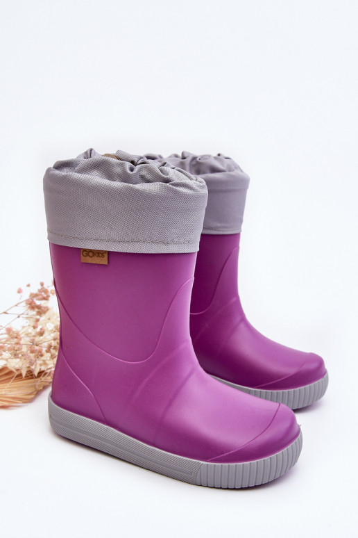 Botas de goma infantiles con calefacción Snow Wave Gokids 981 Morado