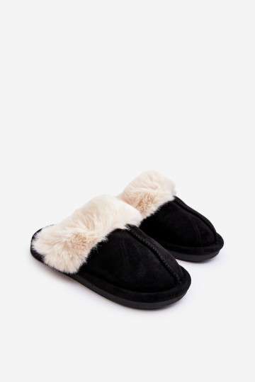 Zapatillas infantiles con pelo en color negro Befana