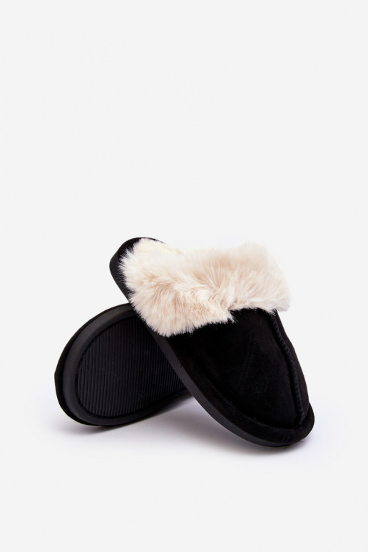 Zapatillas infantiles con pelo en color negro Befana