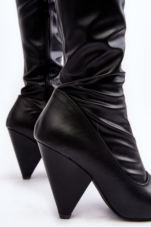 botas largas con tacón ecopiel Lu Boo color negro