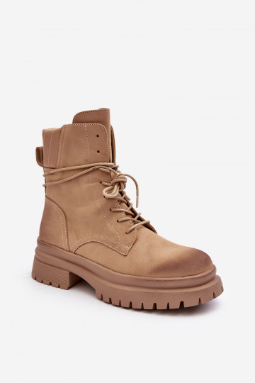 Botas de mujer con suela maciza beige Narelona