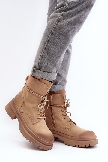 Botas de mujer con suela maciza beige Narelona 2