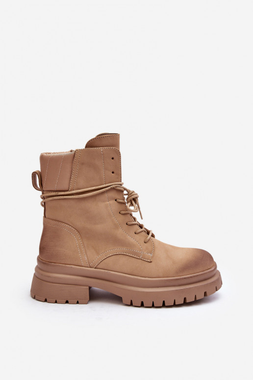 Botas de mujer con suela maciza beige Narelona
