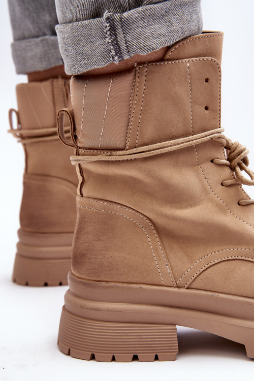 Botas de mujer con suela maciza beige Narelona