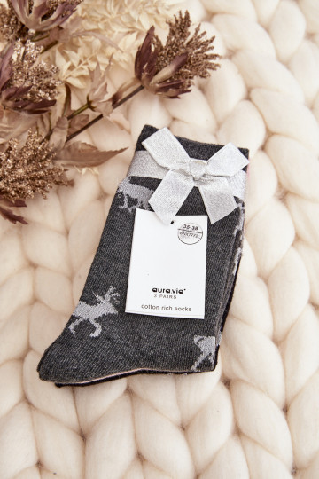Calcetines navideños 3 unidades gris-rosa