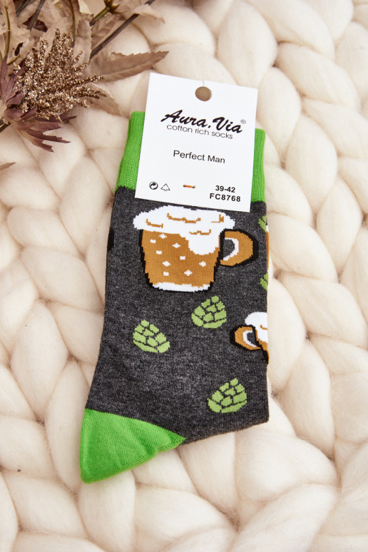 calcetines estampados gris verdosos
