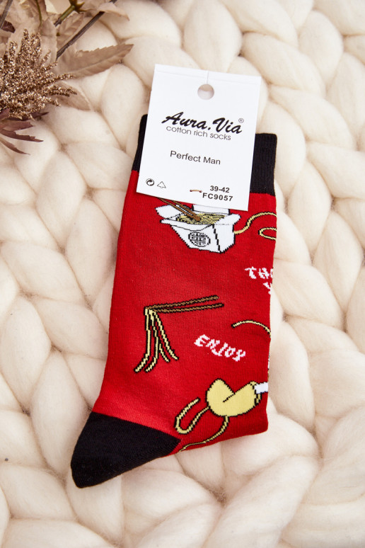 calcetines estampados rojos