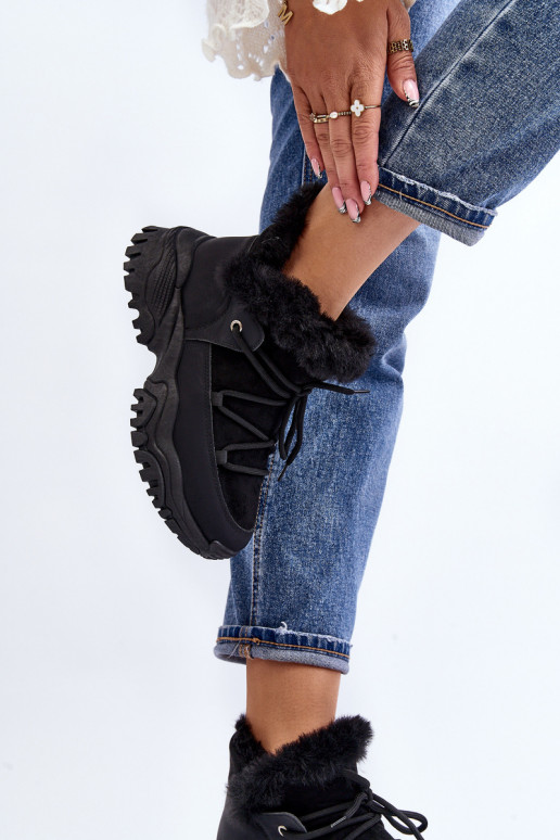 Botas de mujer con pelo en color negro Cresandi